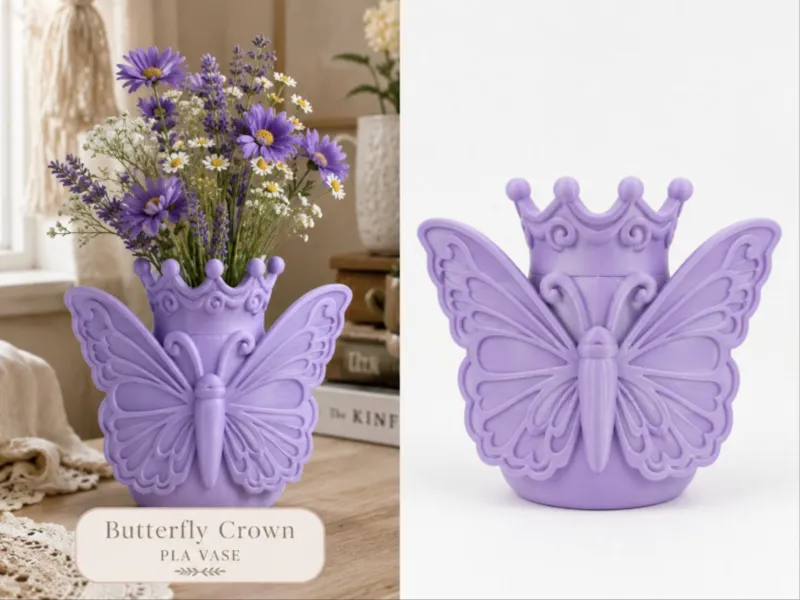 Purple Crown Butterfly Vase