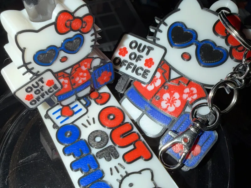 Hello Kitty Out Of Office Topper Keychain Plate
