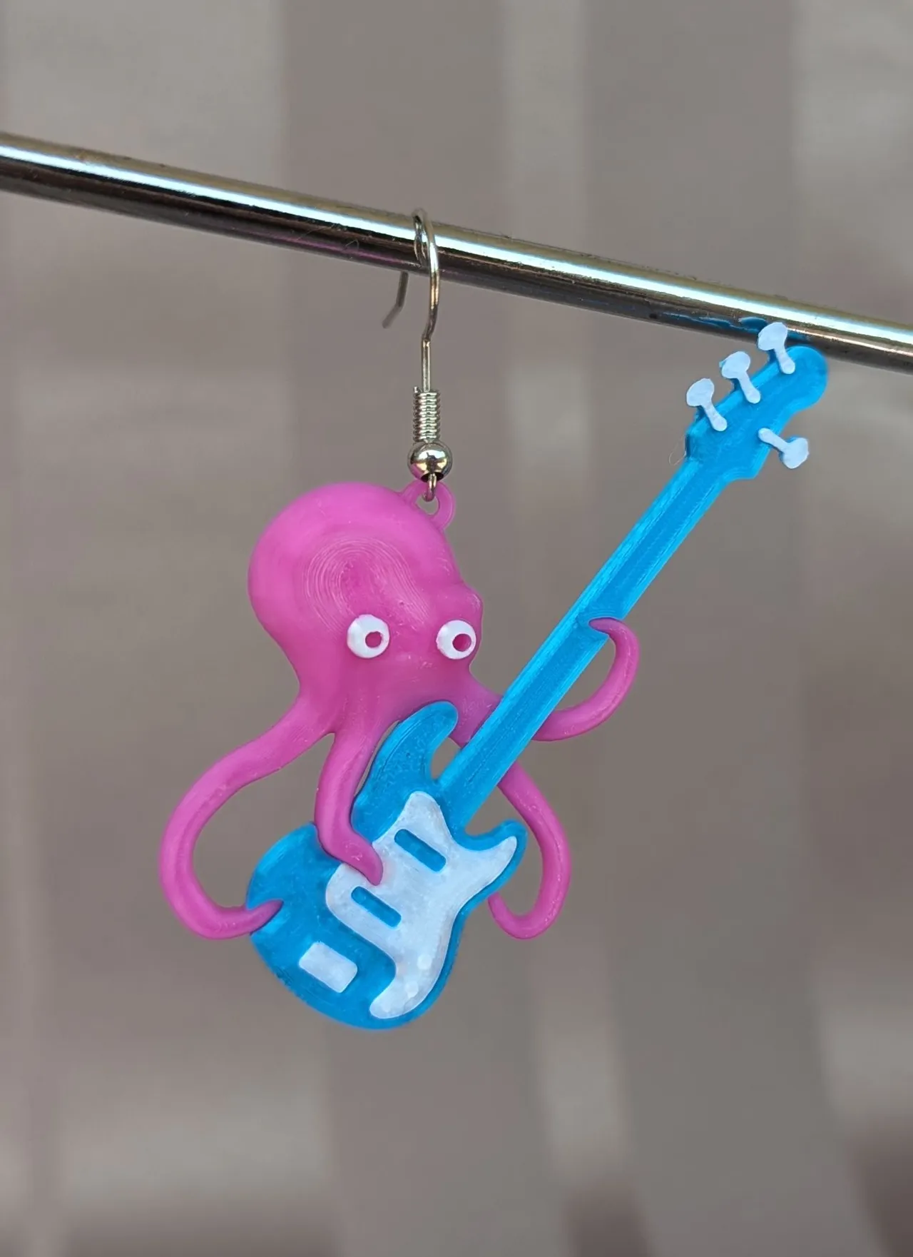 Octoguitar earrings view 3