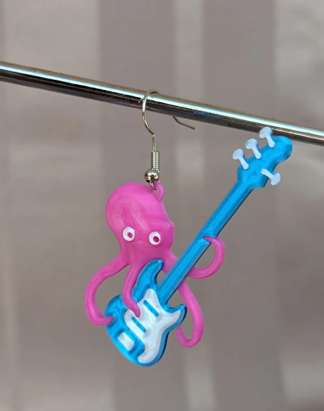Octoguitar earrings view 2