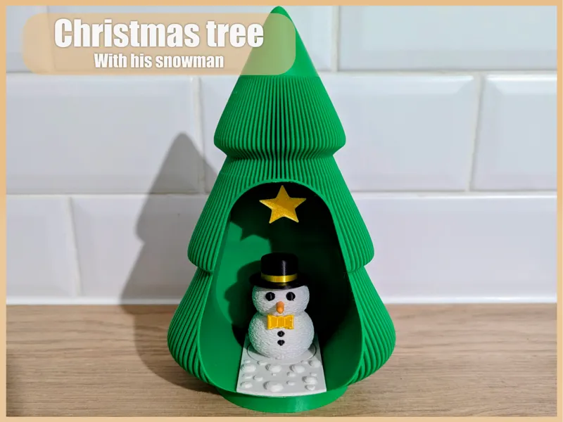 Christmas tree with his snowman