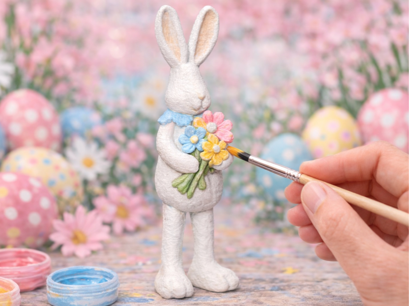 easter bunny with flowers  Paint-Your-Own 