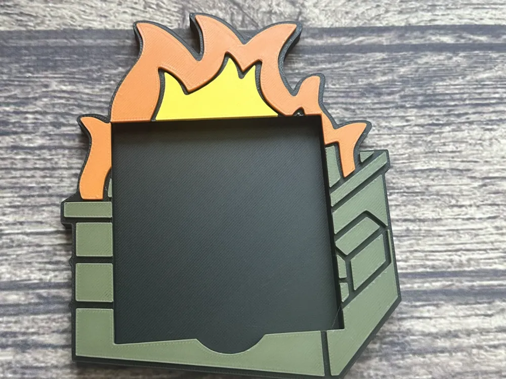 Dumpster fire sticky notepad holder - Free 3D Print Model - MakerWorld