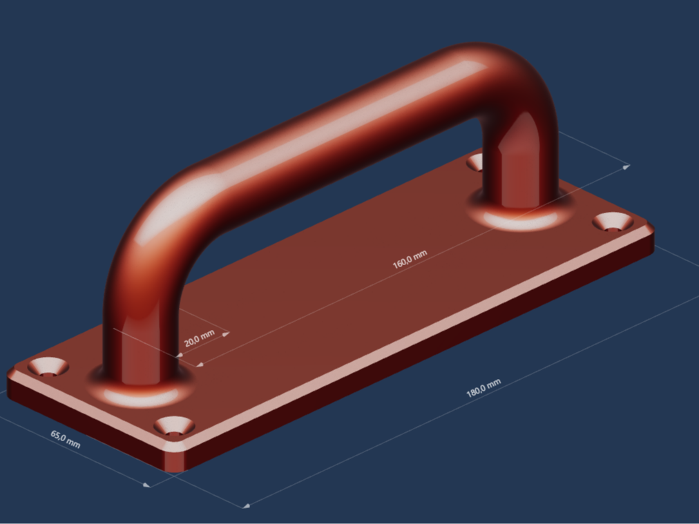 Plattengriff 180x65mm PETG Massiv
