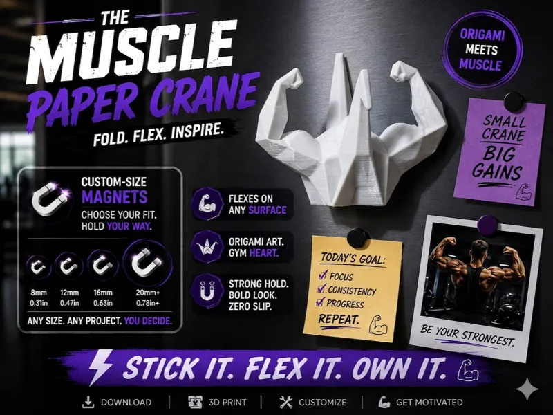 The Muscle Paper Crane - Fridge Magnet