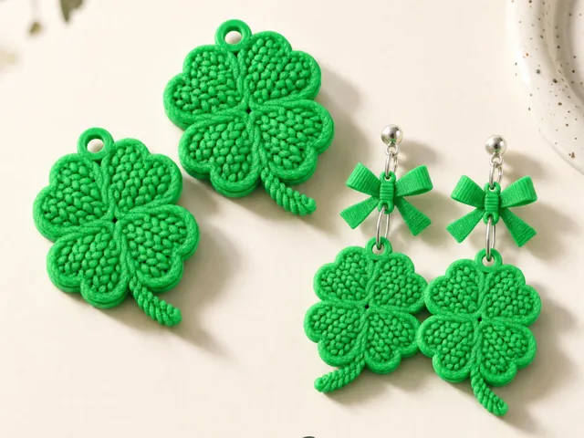Lucky Knit Clover Earrings & Keychain