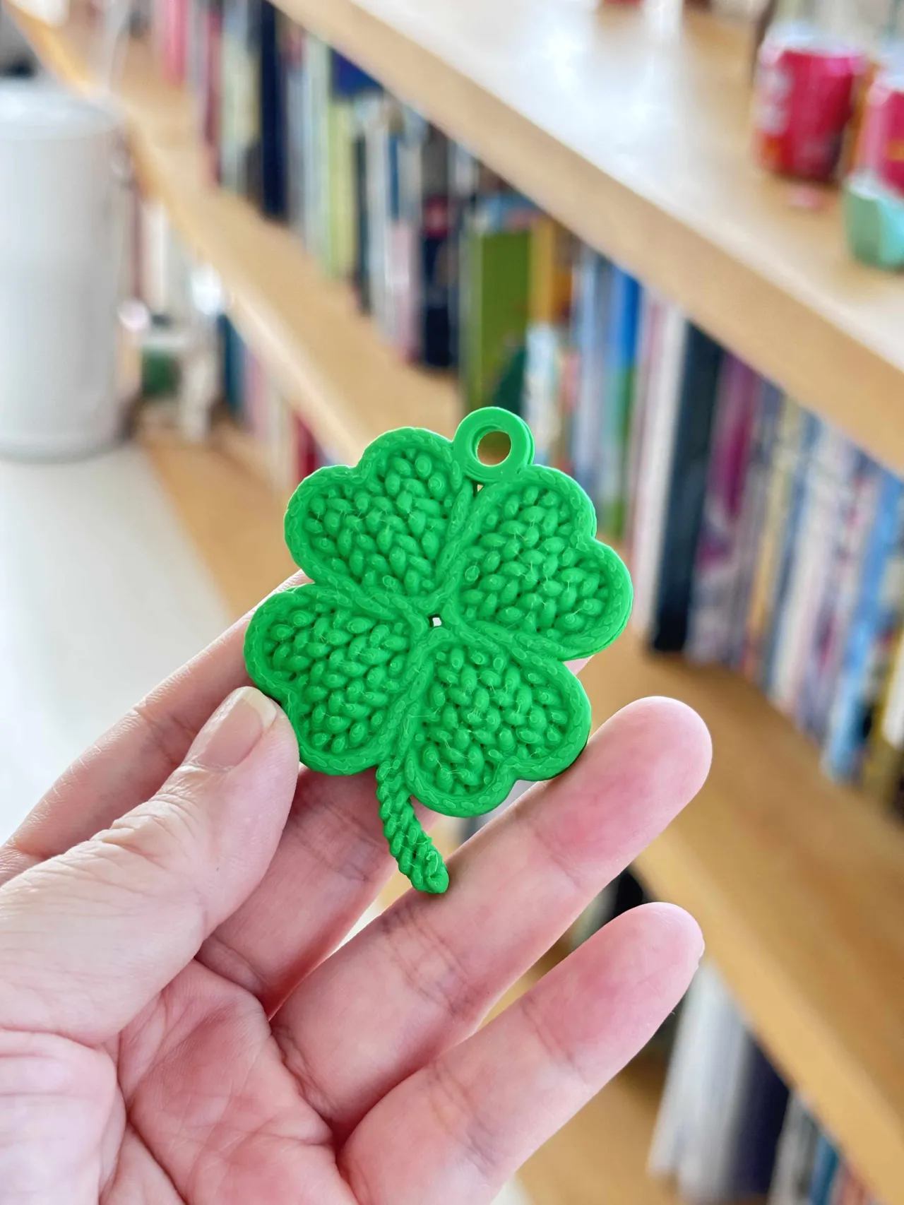 Lucky Knit Clover Earrings & Keychain view 4