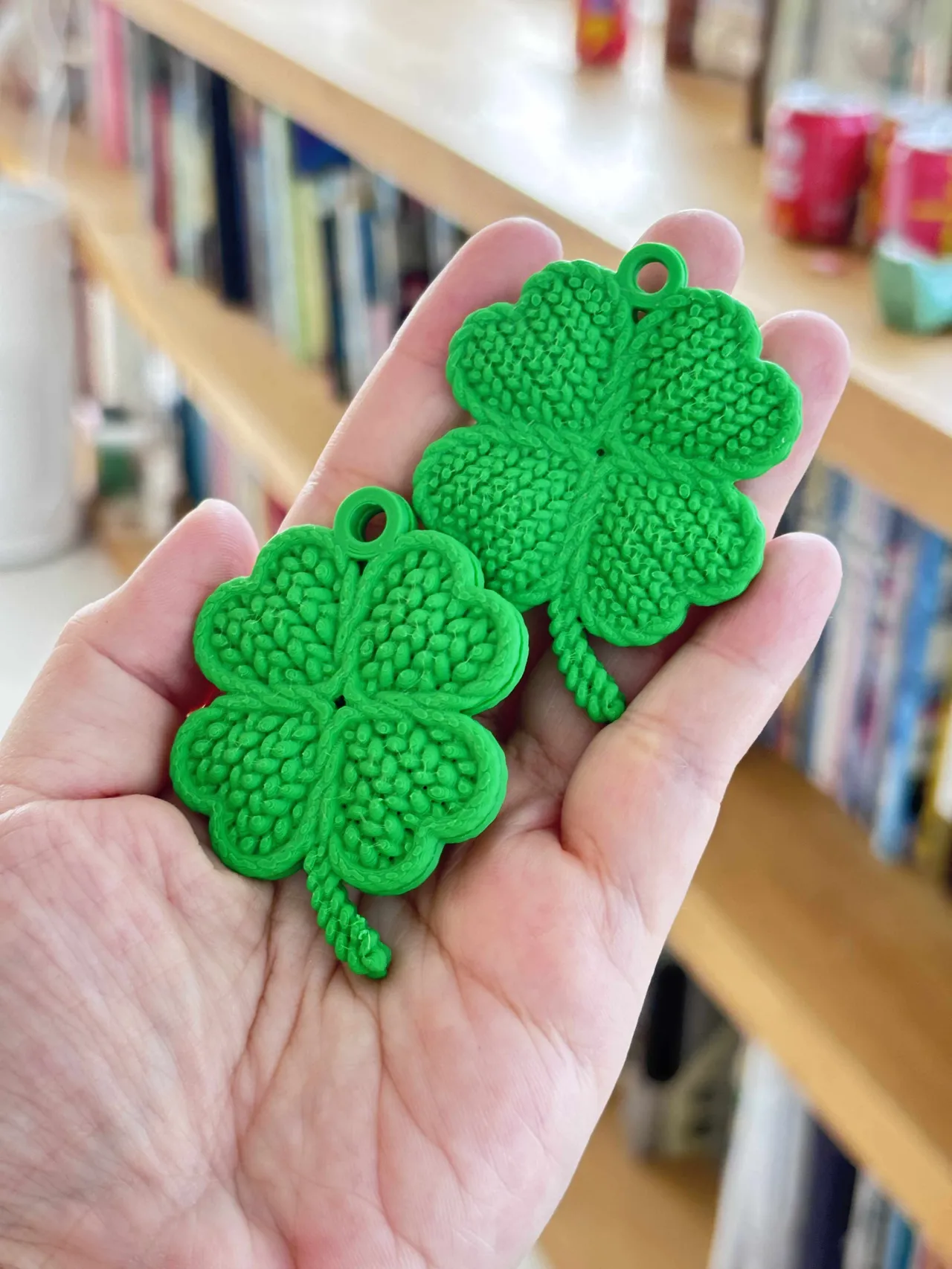 Lucky Knit Clover Earrings & Keychain view 3