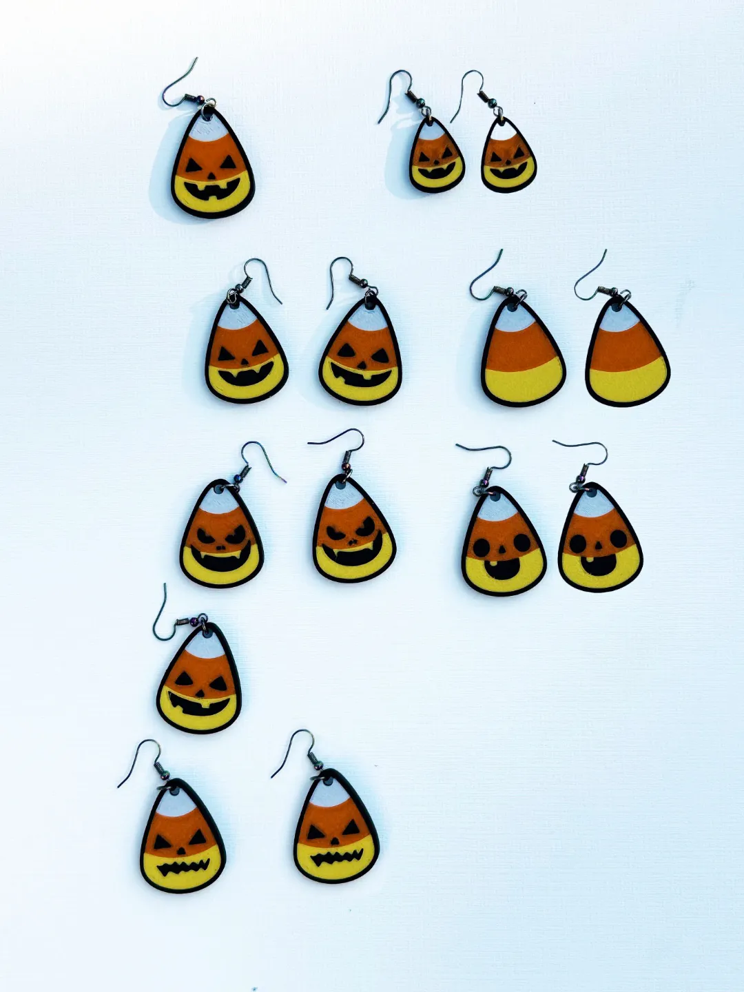 Cute Candy Corn Jack O'lantern earrings - 7 sets view 2