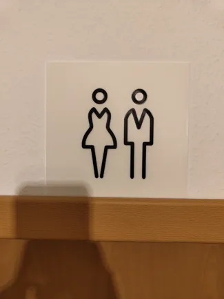 Bathroom sign with groundplate