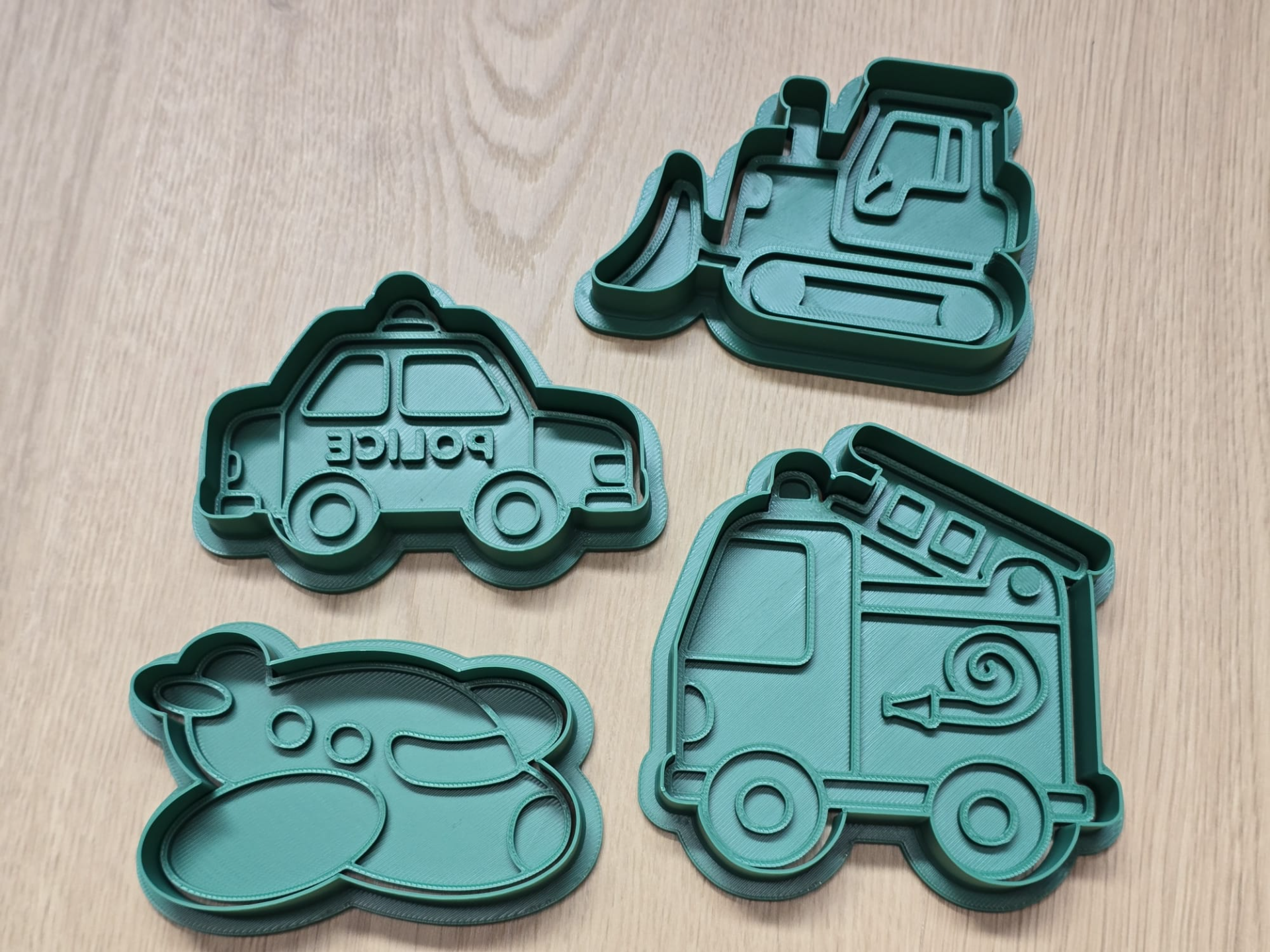 Police Car Truck Plane Bulldozer Stamp Cookie