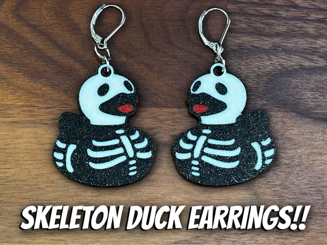 Cute Skeleton Duck Halloween Earrings! | Keychain