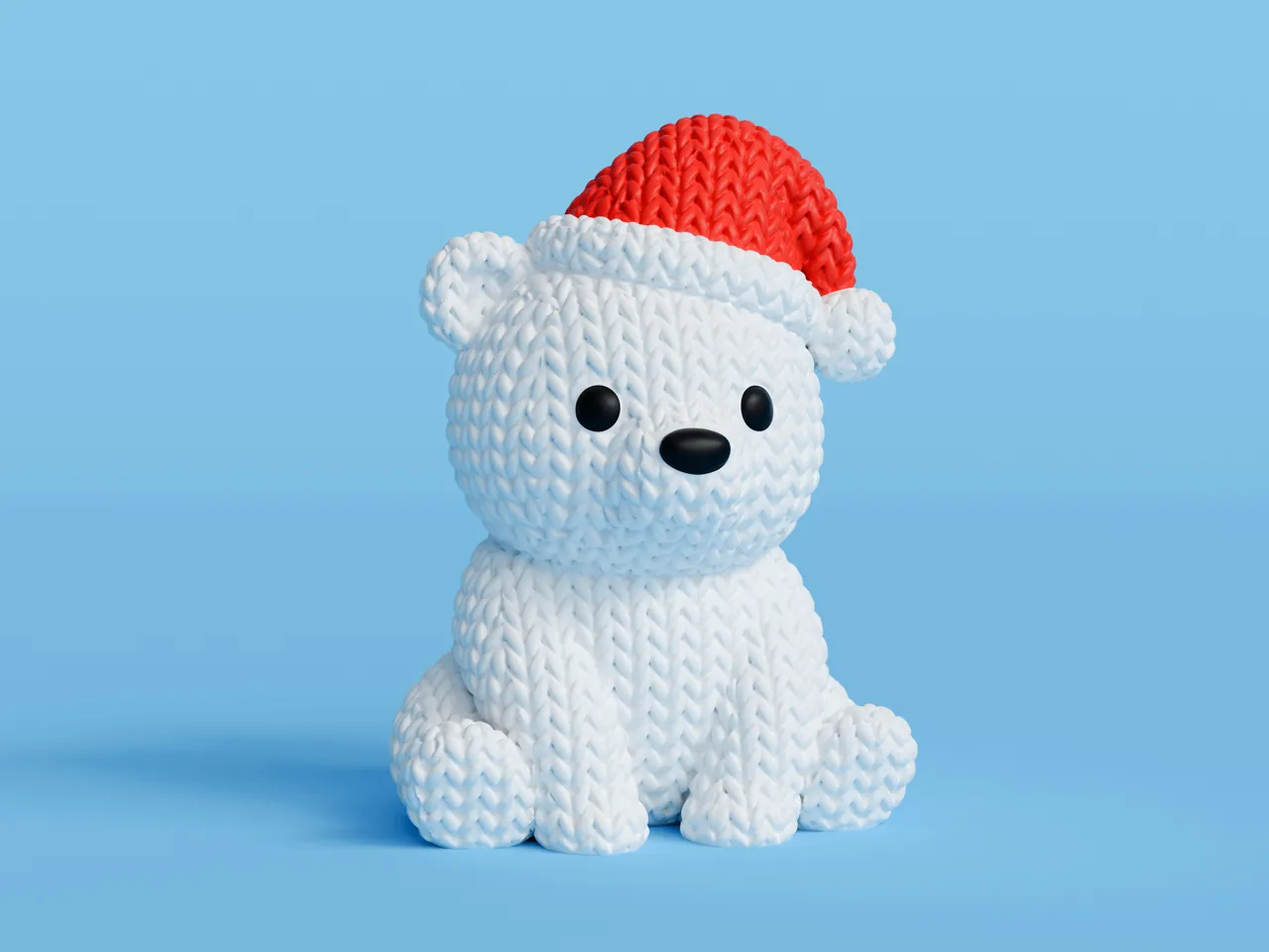 Knitted Polar Bear with Santa Hat - Christmas view 4