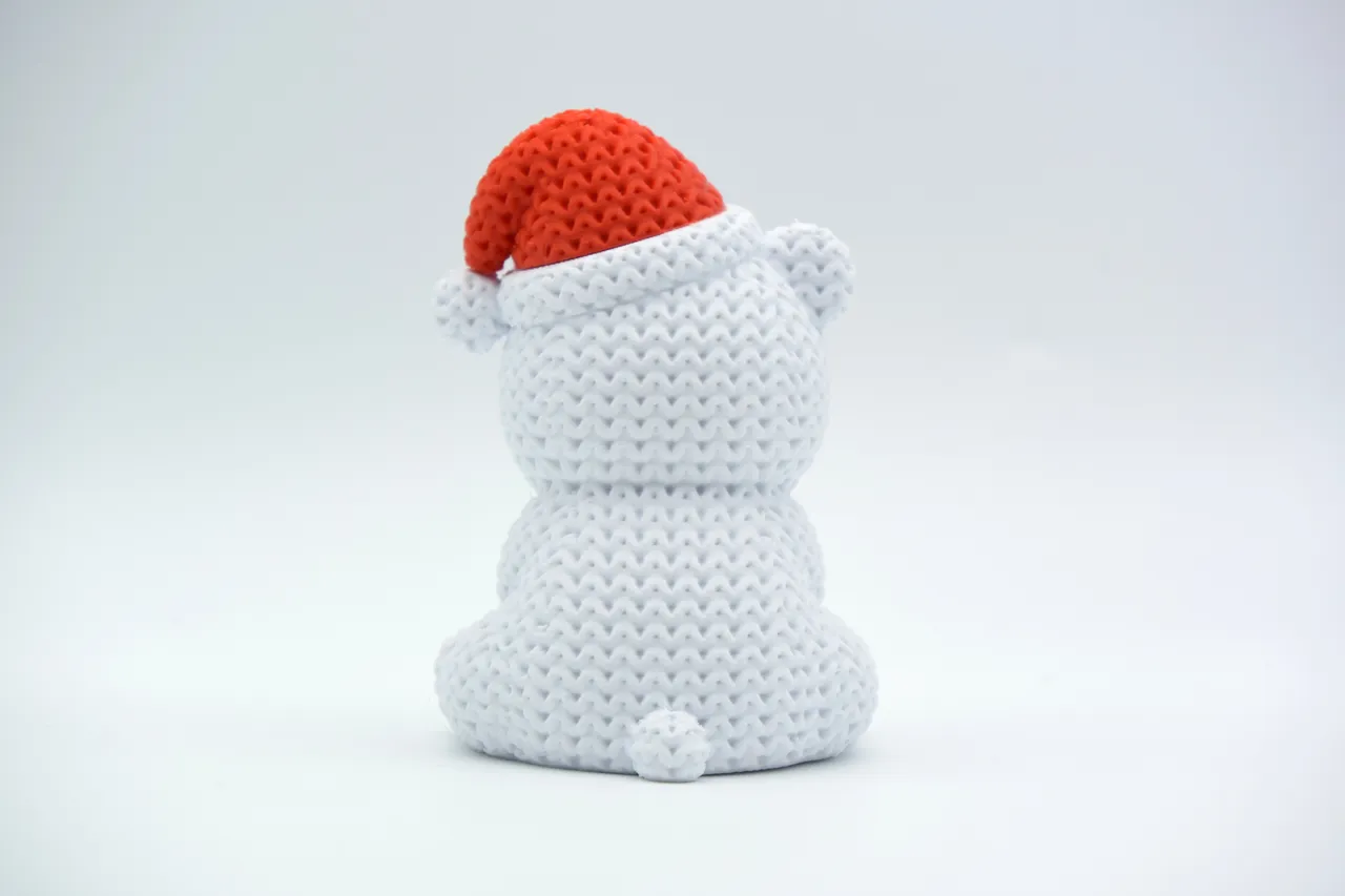 Knitted Polar Bear with Santa Hat - Christmas view 3