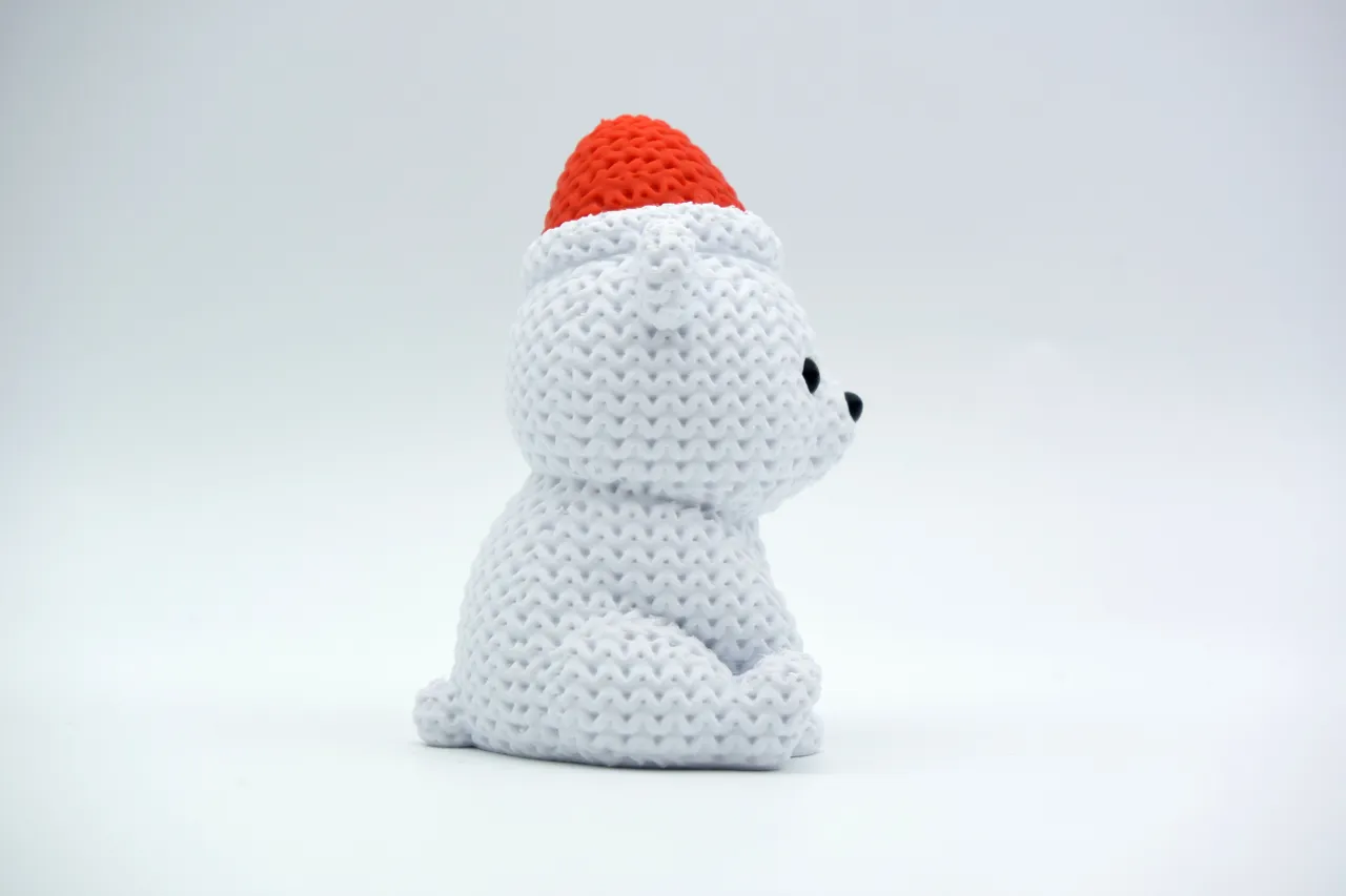 Knitted Polar Bear with Santa Hat - Christmas view 2