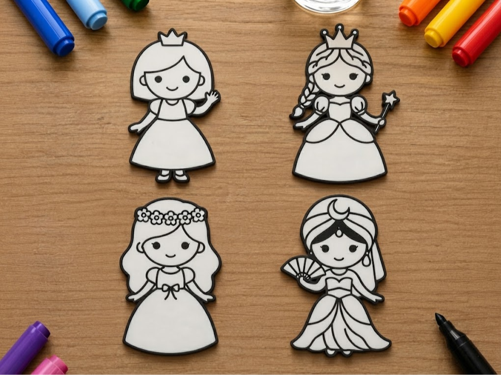 Kid's Coloring Plates - Princesses 3D model