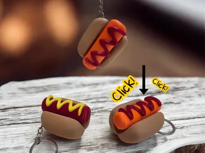 Hotdog clicky fidget keychain