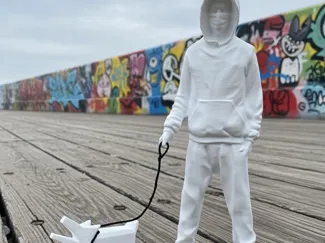 Banksy Man With Dog Statue Modern Art Street Art