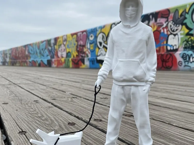 Banksy Man With Dog Statue Modern Art Street Art