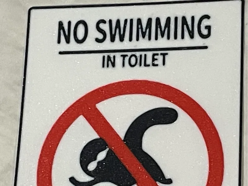 Funny No Swimming Bathroom Sign
