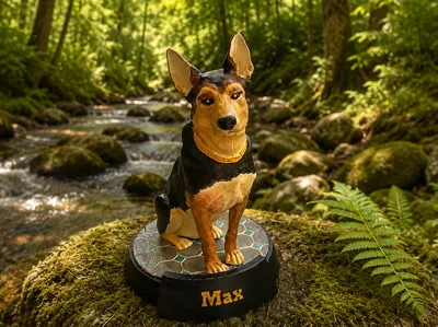 Custom Dog Statue with Personalized Name Base