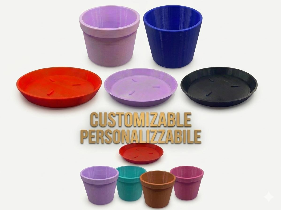 Customizable Pot Vaso + Saucer piattino 可定制花盆 3D