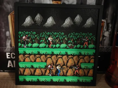 3D Retro Arcade Wallart Diorama Frame Game Contra