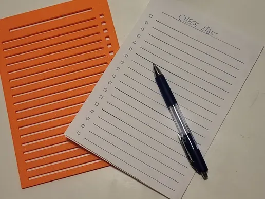 Gabarit de check-list pour feuille A5 ou carnet