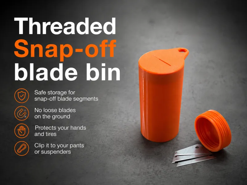 Snap-off blade bin / container for car detailing 