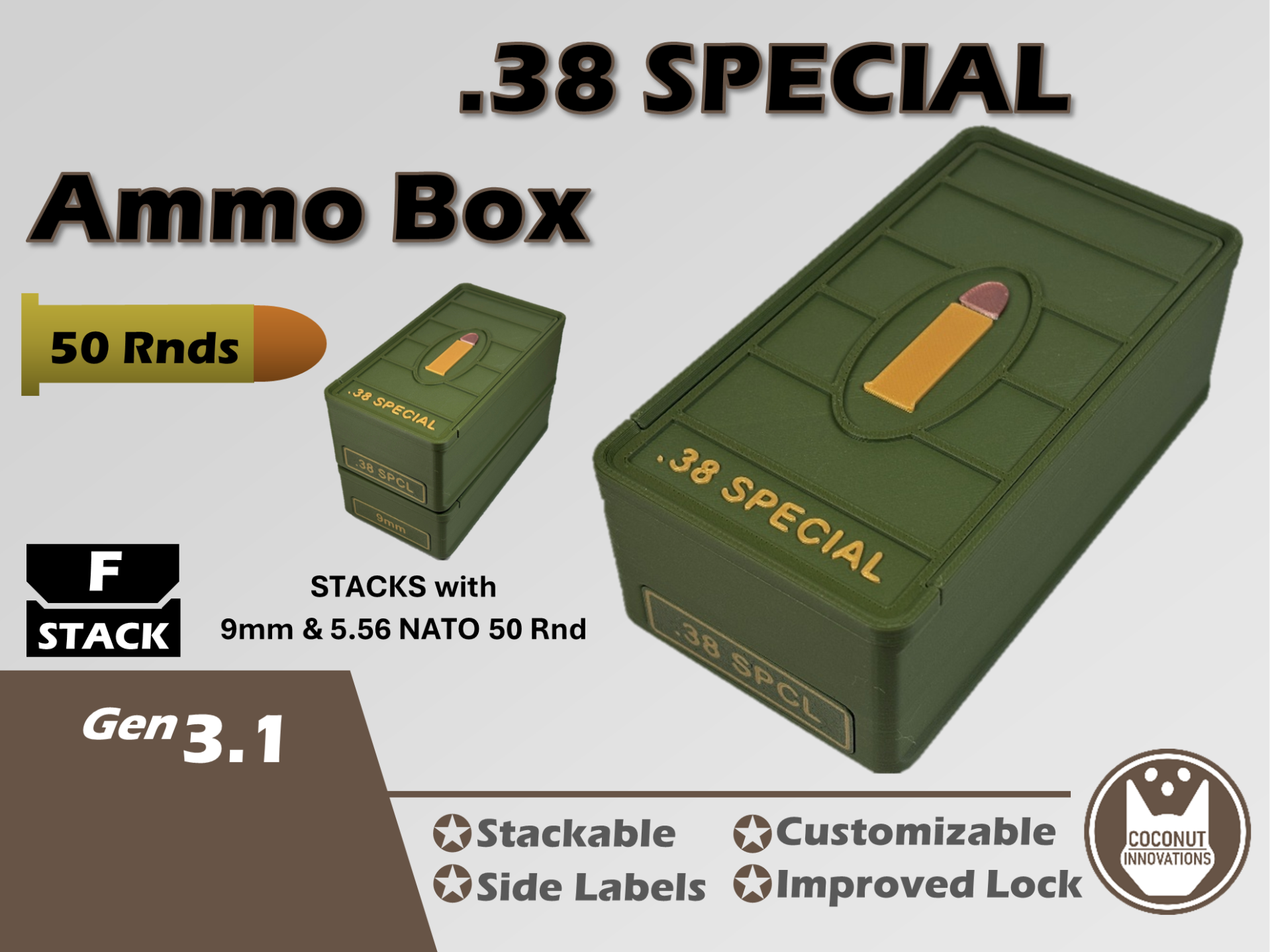 Ammo Storage Box 38 Special 50 Rounds