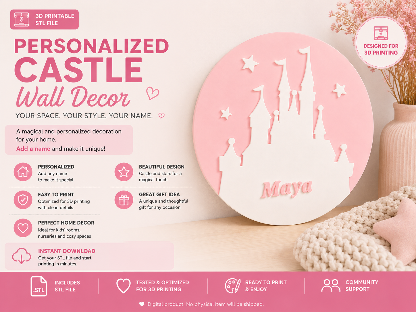 Deco castillo con nombre personalizable