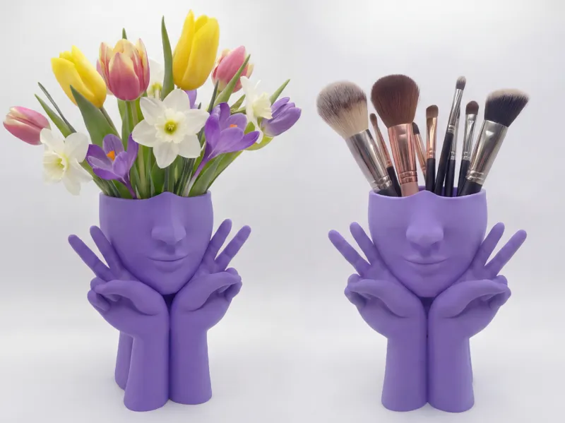 Face Sculpture Vase – Peace Sign | Makeup Holder