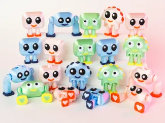 Cute Mini Robot Trio and Keychain