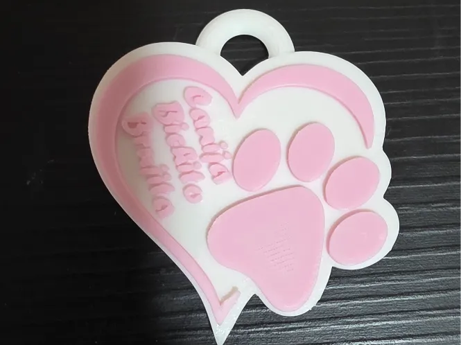 Llavero personalizable huella de gato corazón