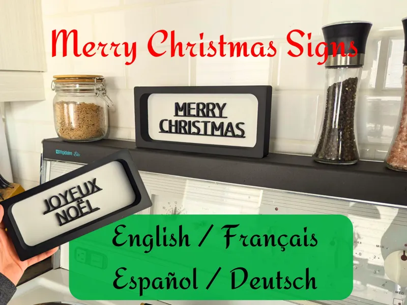 Modern Merry Christmas Signs - Multilingual