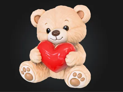 Cute textured teddy bear with a heart.