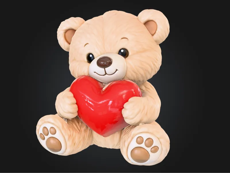 Cute textured teddy bear with a heart.