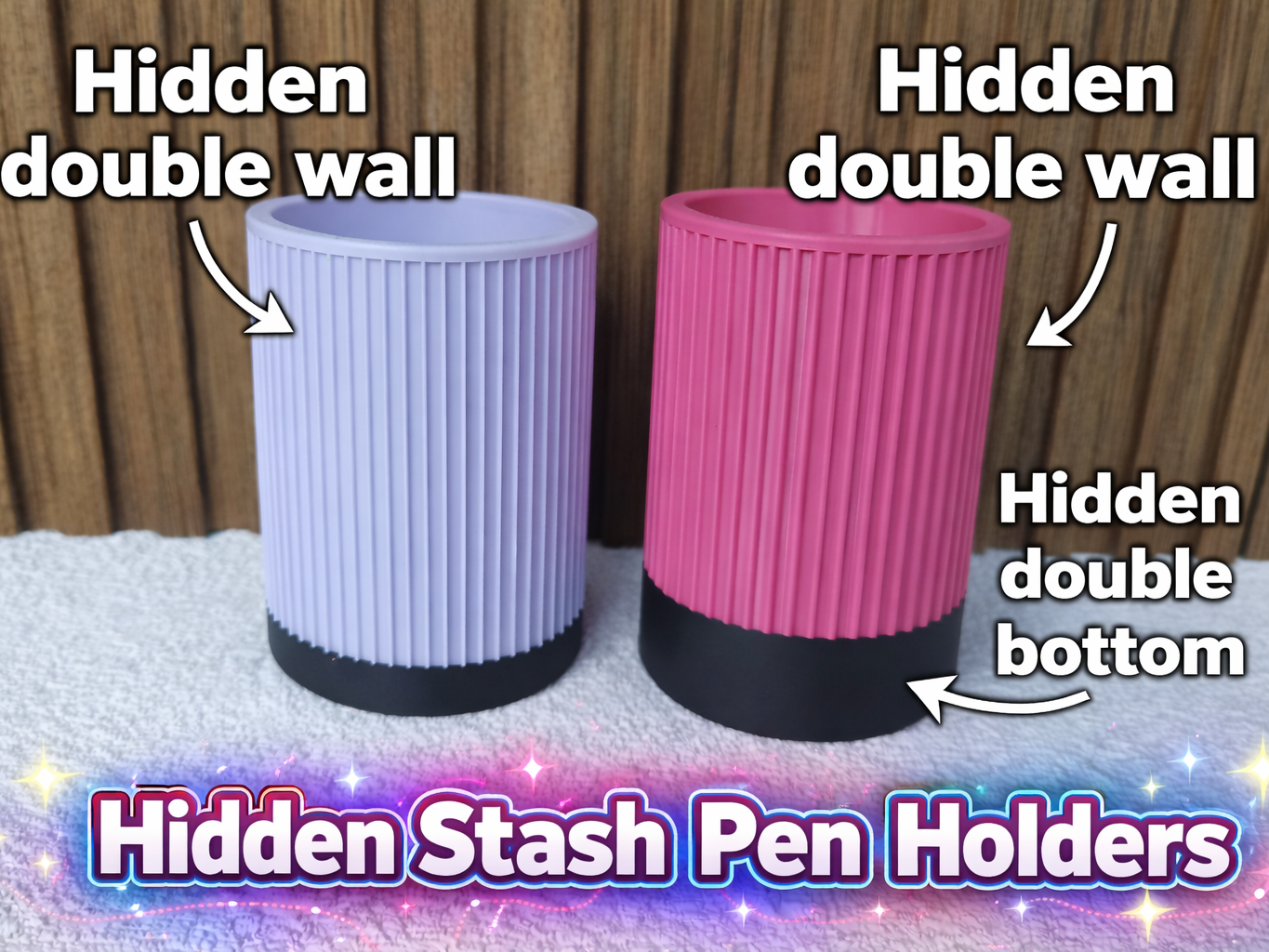 Hidden Stash Pen Holders - Modern Ribbed Design