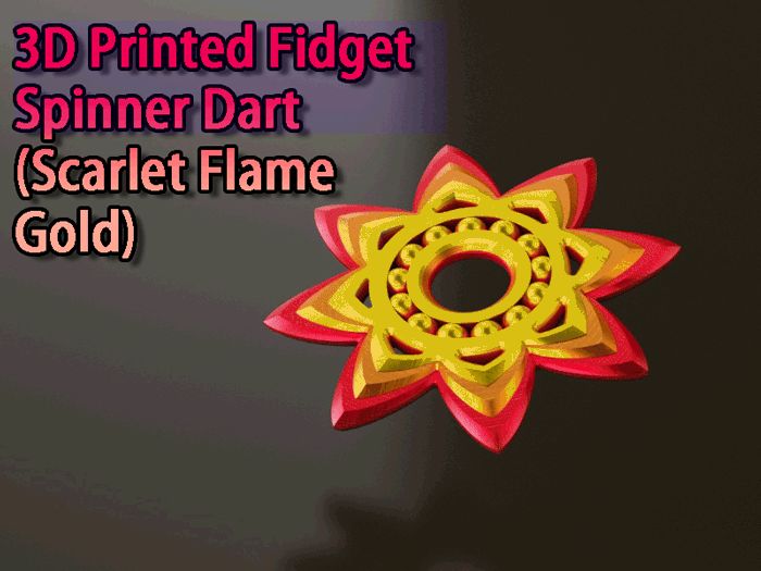 3D Printed Fidget Spinner Dart(Scarlet Flame Gold)