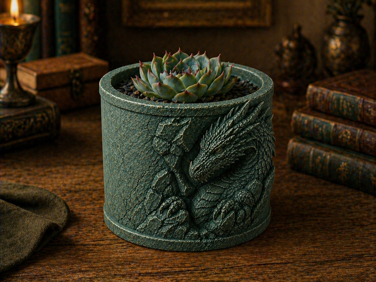 Dragon Succulent Planter – Fantasy Stone Pot