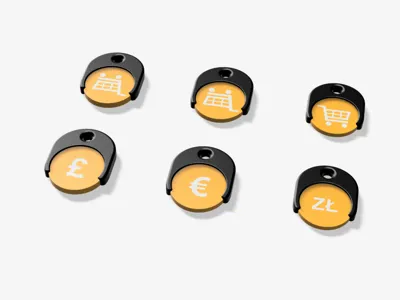 Shopping cart token key ring - multi-currency 