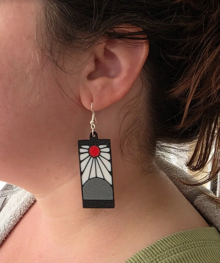 Demon Slayer Tanjiro Hanafuda Earrings view 2