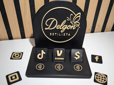 NFC Tag Display Social Media Payments Customizable