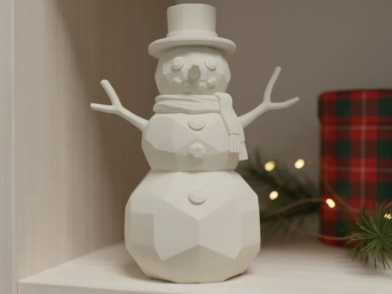Christmas Snowman Figure - Low Poly Style Decor