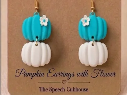 Pendientes: Pumpkin Earrings with Flower. Referencia del modelo original.