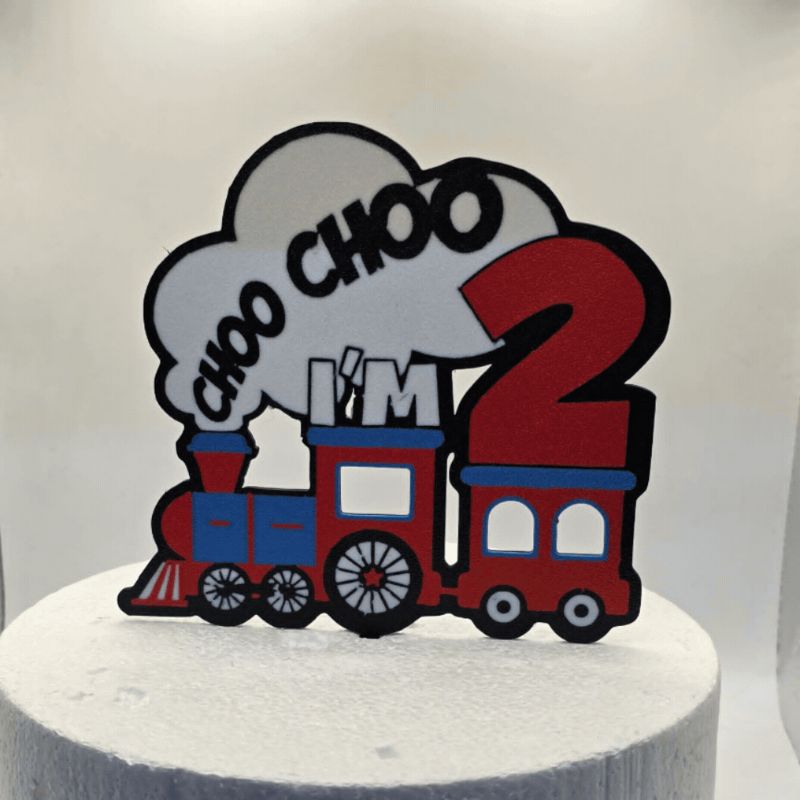 Choo Choo I'm 2 Cake topper El Snap 4 colours 