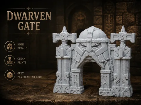 Escenografía en miniatura: Dwarven Fortress Gate - Tabletop Terrain — referencia de MakerWorld