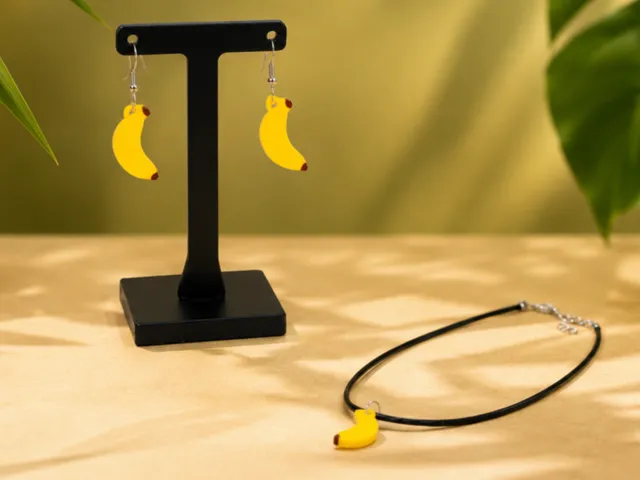 Cute Banana Charm - Earrings, Keychain & Necklace