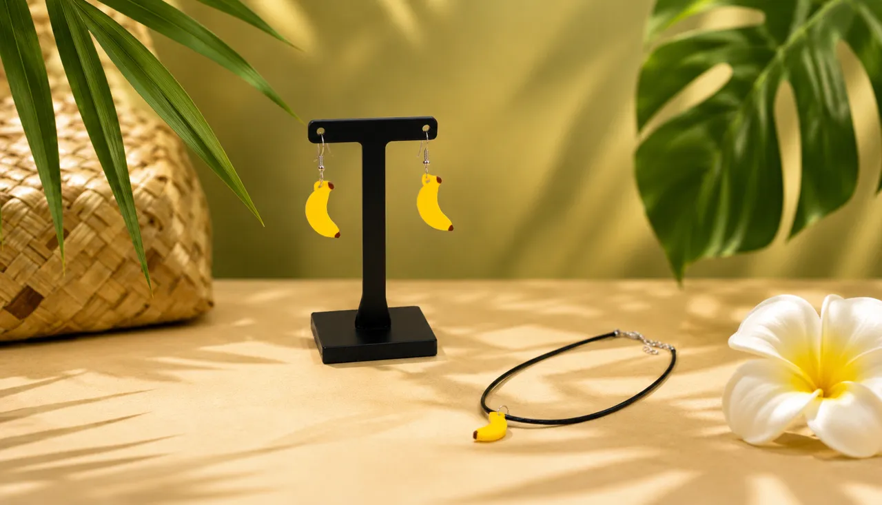 Cute Banana Charm - Earrings, Keychain & Necklace view 4