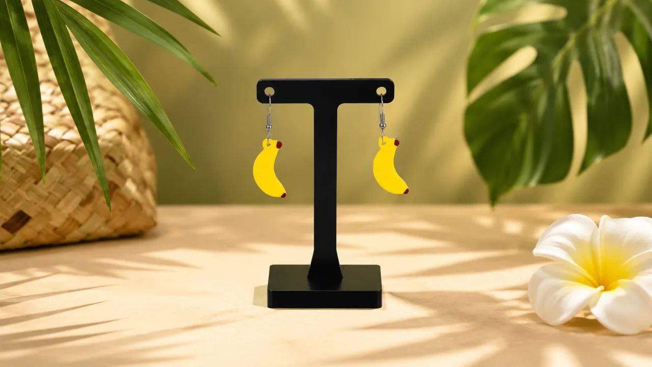 Cute Banana Charm - Earrings, Keychain & Necklace view 2